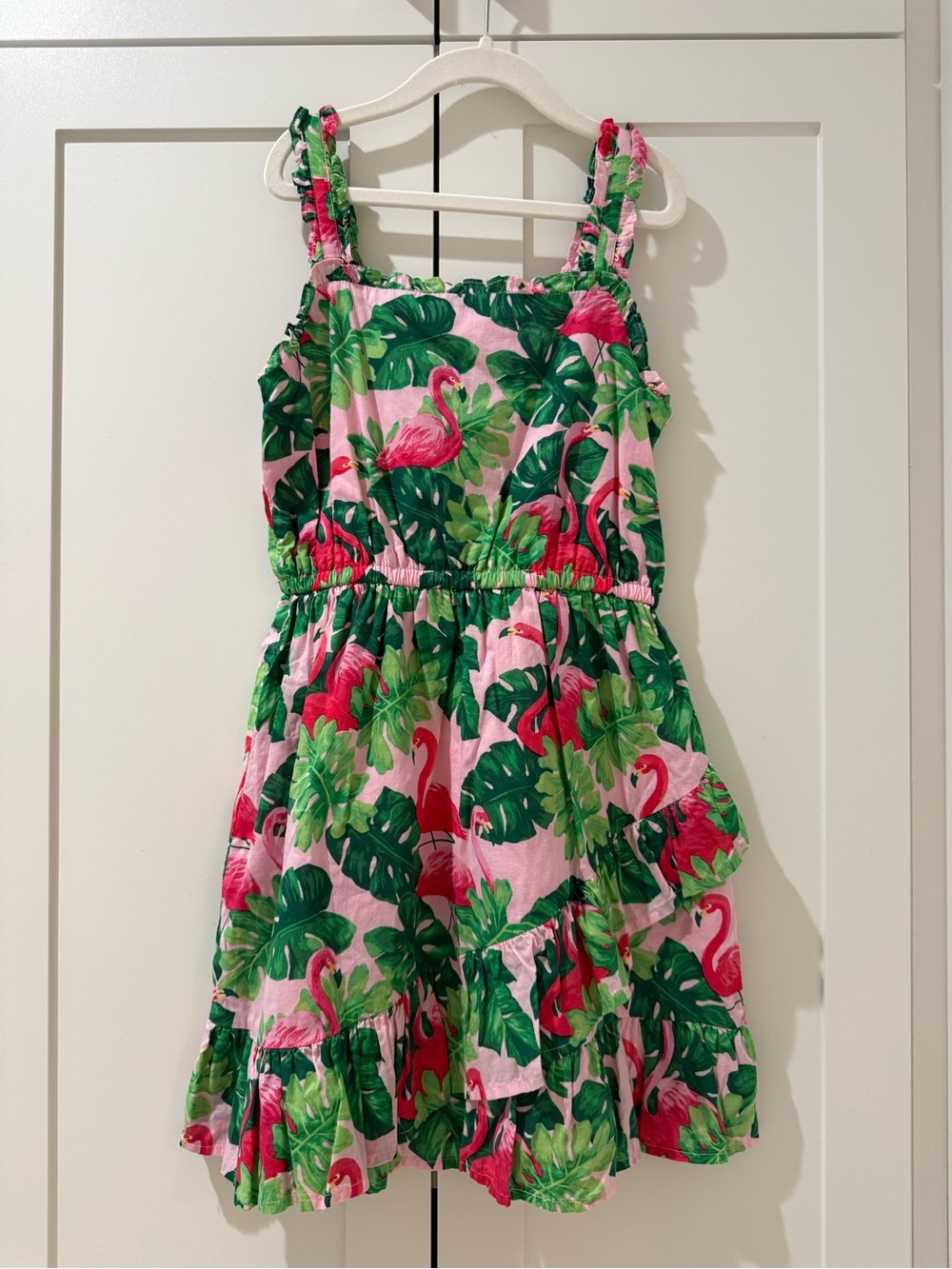 Janie and Jack Pink Flamingo & Tropical Leaf Sundress